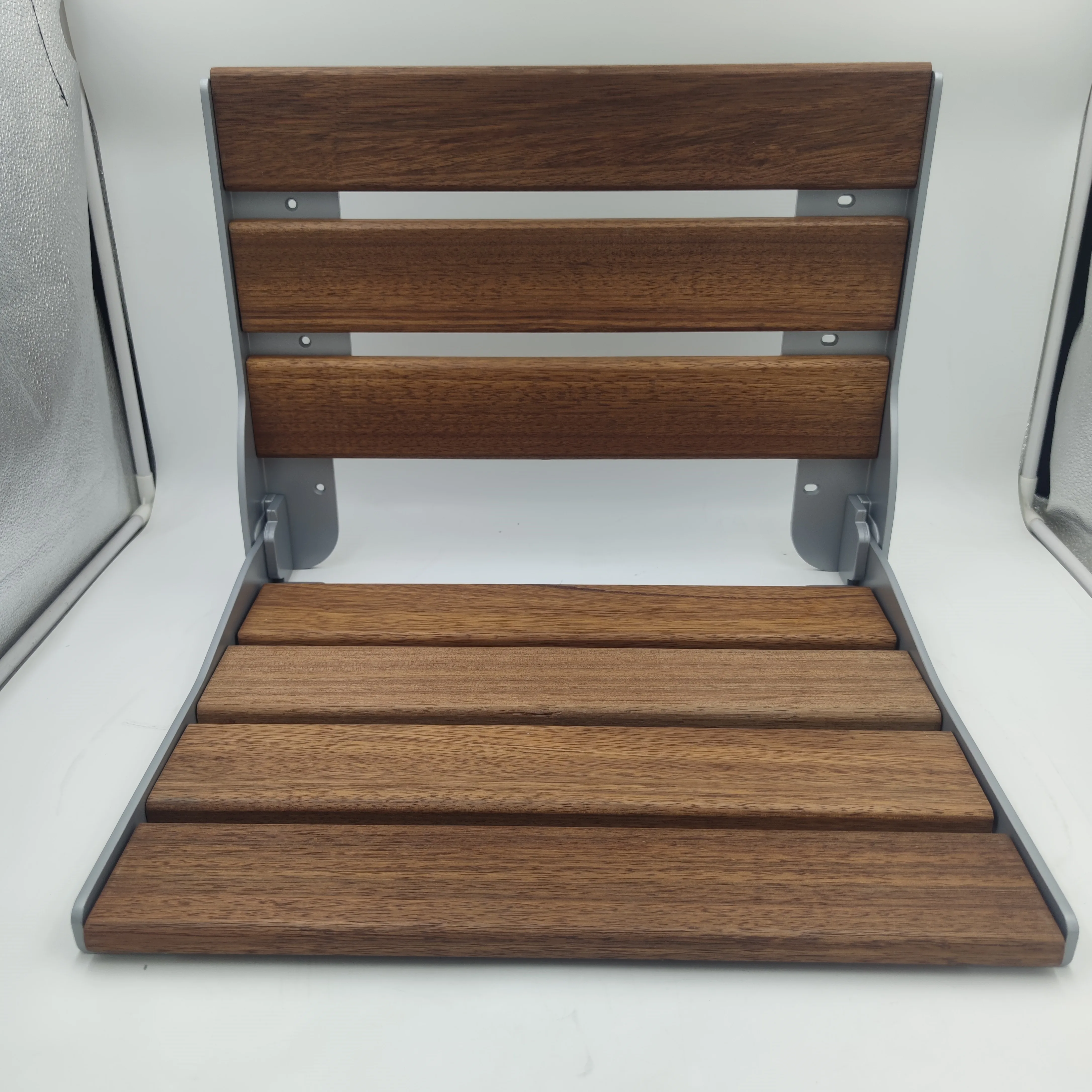 shower seat grab bar teak folding bathtub shower chair large seat with backrest 120kg weight