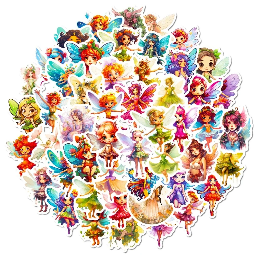 50pcs Flower Fairy Elf Stickers New Creative Angel Wings Little Fairy Girl Stickers