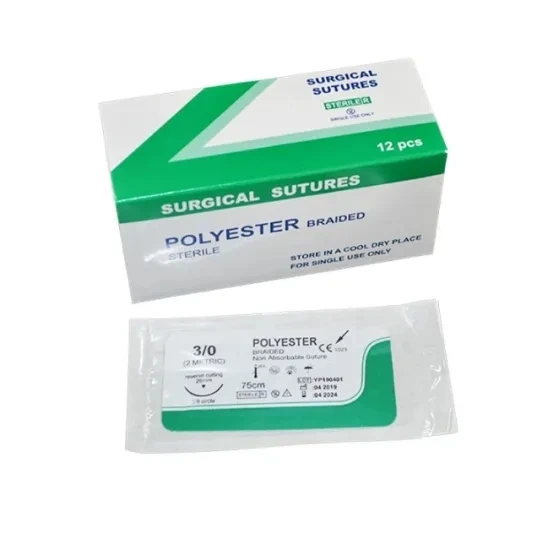Hot Sale Top Quality Medical prolene suture Non Absorbable Surgical Polyester Braided Sutures