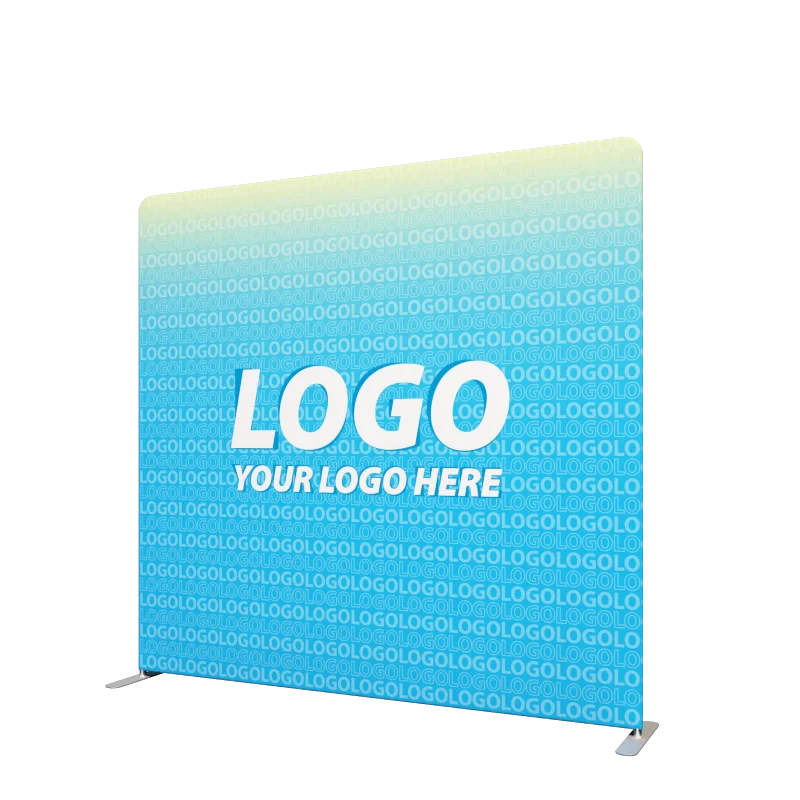 Custom exhibition tension fabric pop up display 20ft 10ft 8ft stretch step and repeat curved straight banner stand
