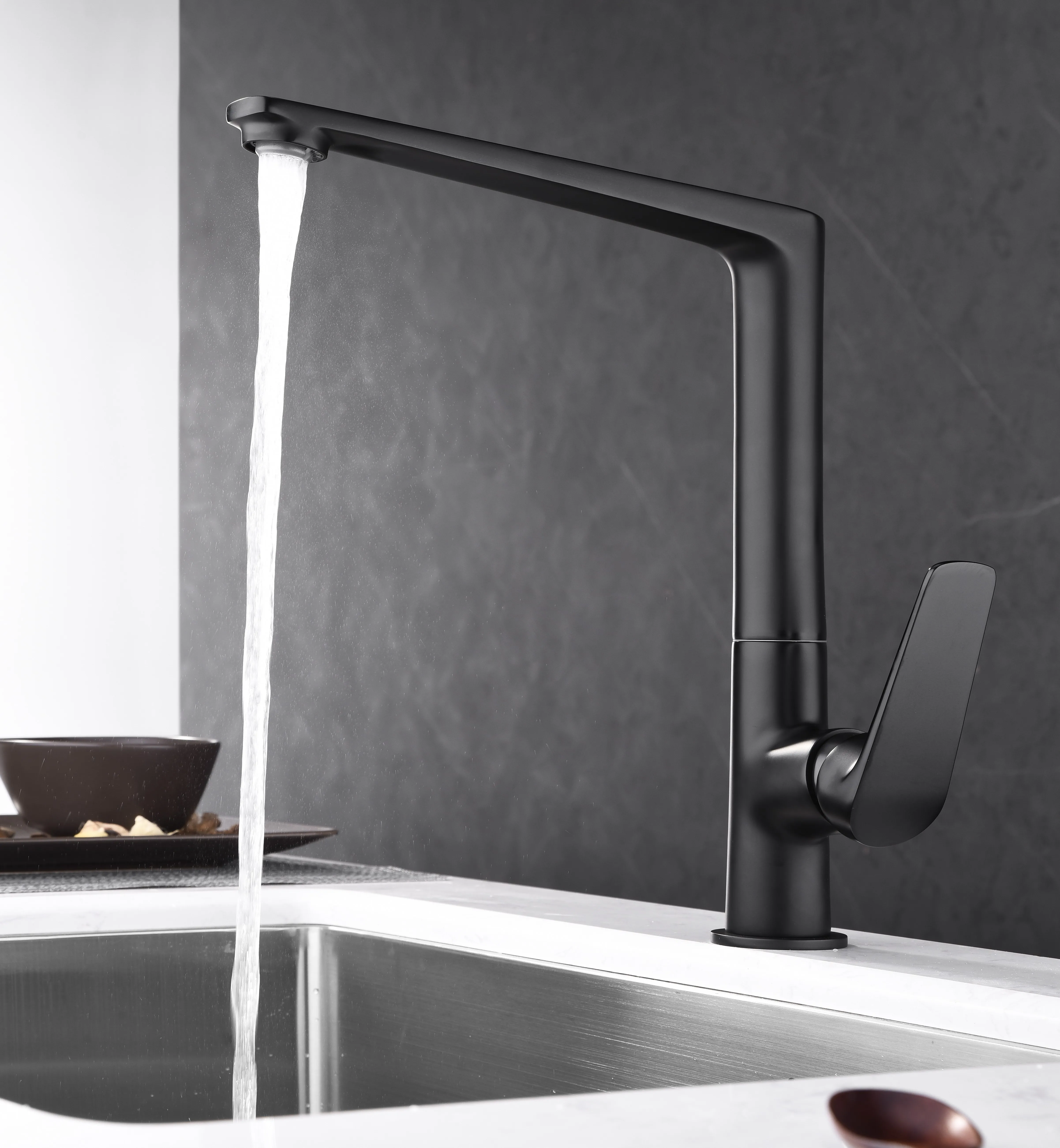 2024 Kitchen Faucet Stainless Steel 304 Modern Water Taps Matte Black Kichen Hot and Cold Mixer Sink Swivel Tap Ware Brass