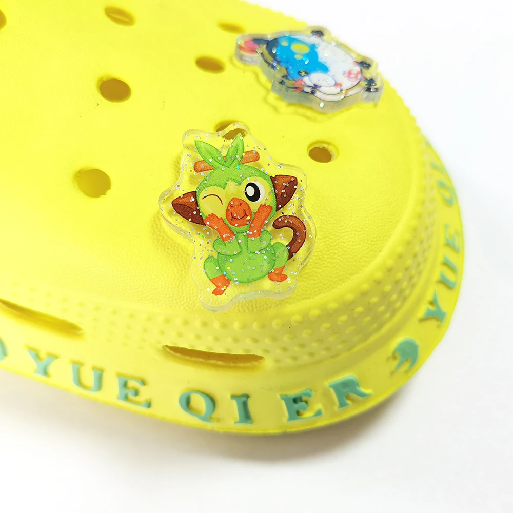 Custom made glitter acrylic crocs shoe charms clog charms with anime printed