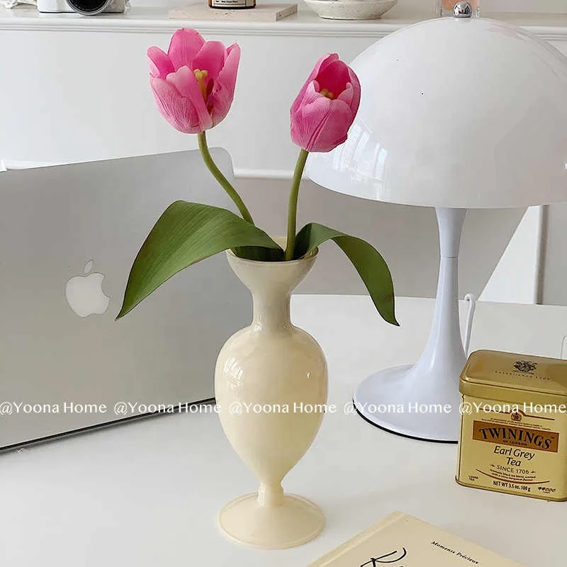 Французская винтажная стеклянная ваза, украшения для дома, ваза для цветов в скандинавском стиле