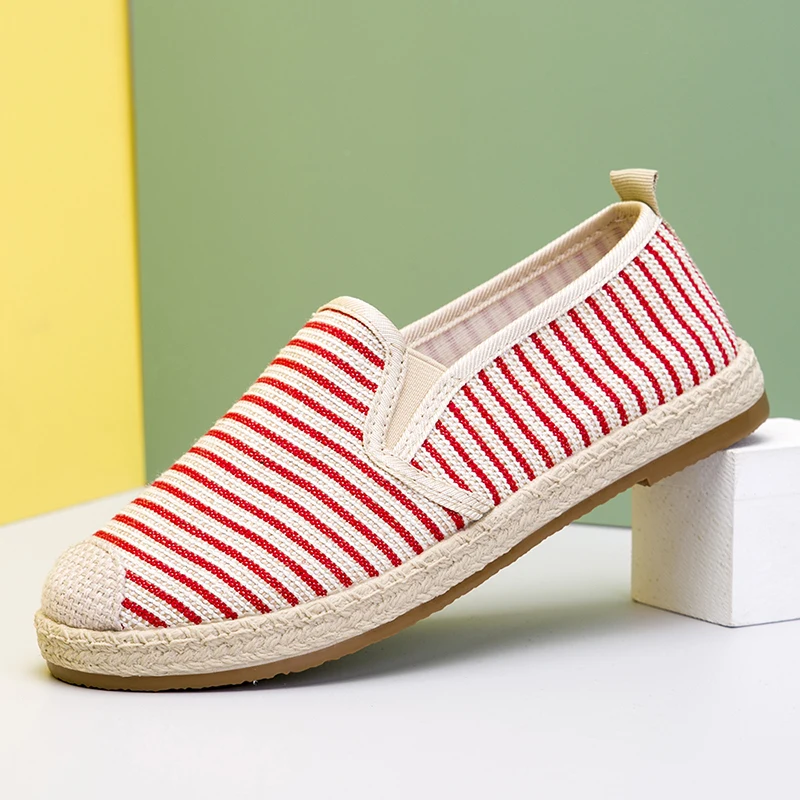 Fashion Espadrille Striped Casual Flat Ladies Flat Shoes