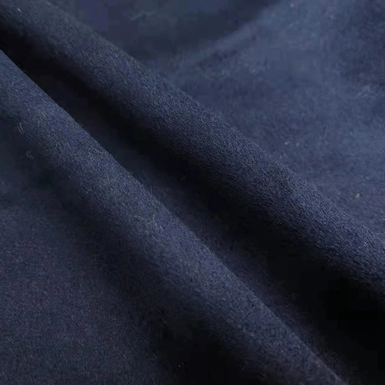 Cashmere alpaca dark blue 100%wool single faced smooth wool fabric