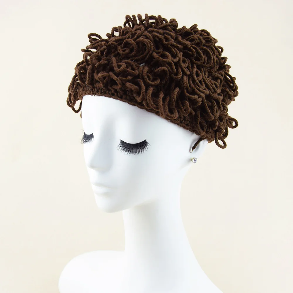 HZM-24441 Hip Hop Hand Crochet Woolen Yarn Caps Novelty Hat Winter Handmade Wig Woolen Cap