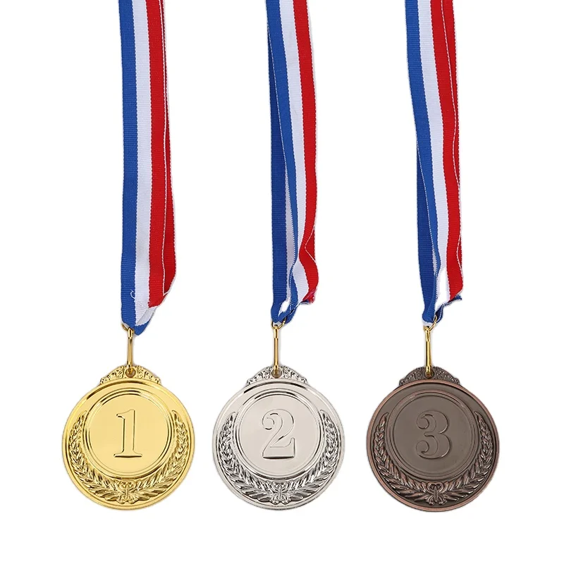 Hot Sale sport competitions Games champion metal medal number 123 Medal with ribbon