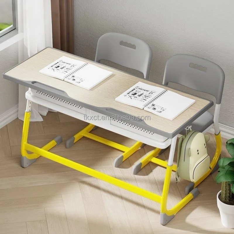 Double Seat Metal School Table And Chair School Furniture Wooden Table Board Double Desk And Chair Set