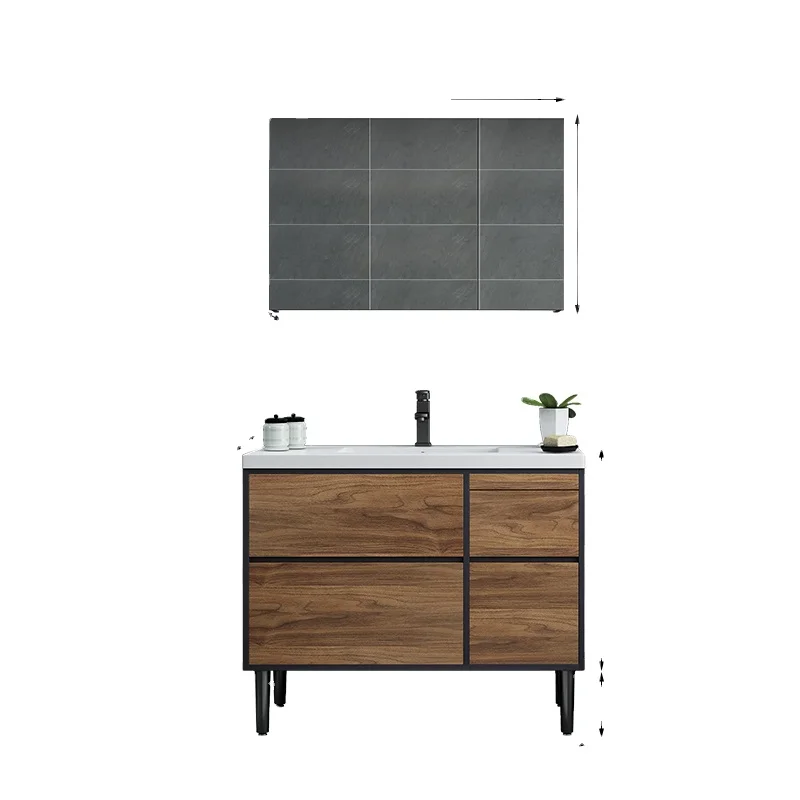 Nordic modern contracted smart mirror solid wood bathroom cabinet combination