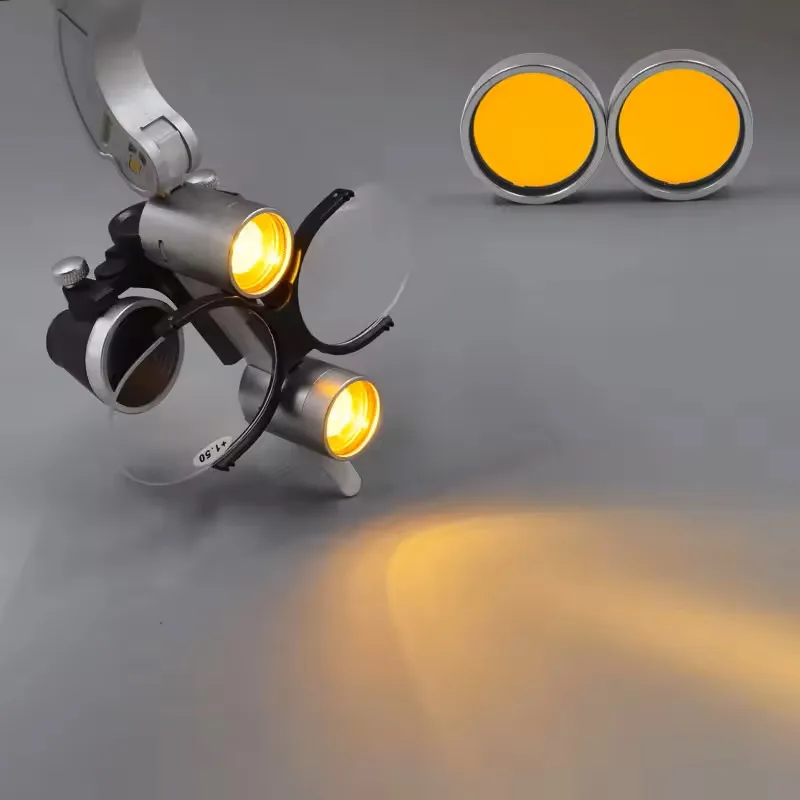 2.5X/3.5X Colorful Dental LED Head Light Lamp for Magnification Binocular Surgical Loupes with 5W LED Headlamp