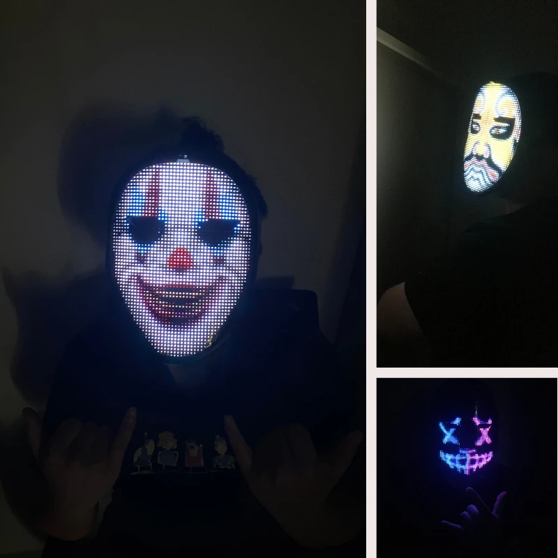 LED Light-Up Halloween App-Controlled EI Wire Mask Glowing Face Transforming Masks for Party Lighting