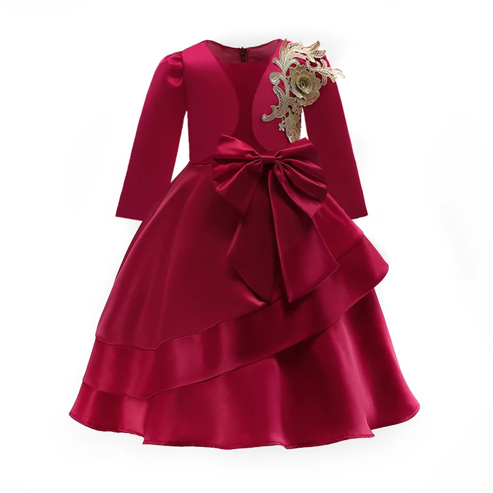 Children Luxury Ball Gown Girl Clothes Girl Dresses Satin Baby Wedding Dress Set for Baby Girl