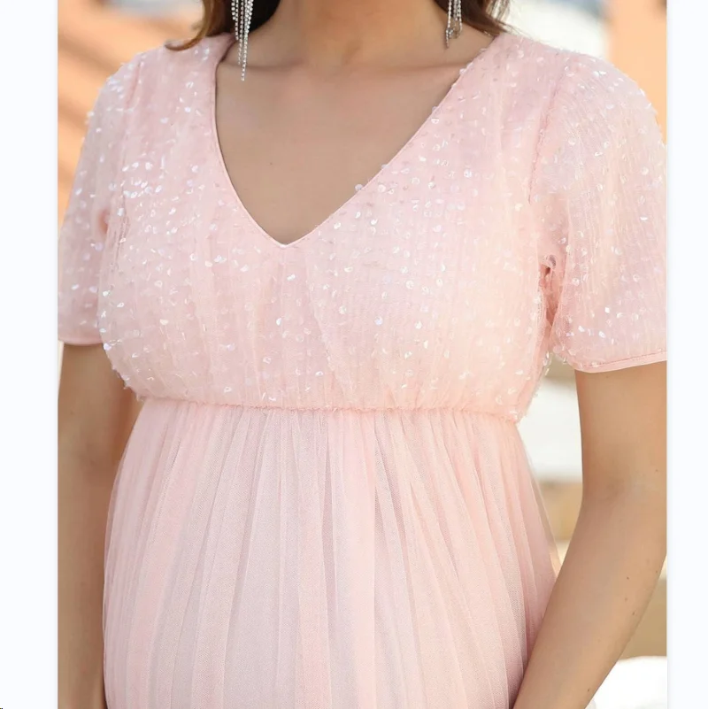 Latest design women dresses breastfeeding pregnant long sleeve maxi maternity mermaid wedding dress photoshoot