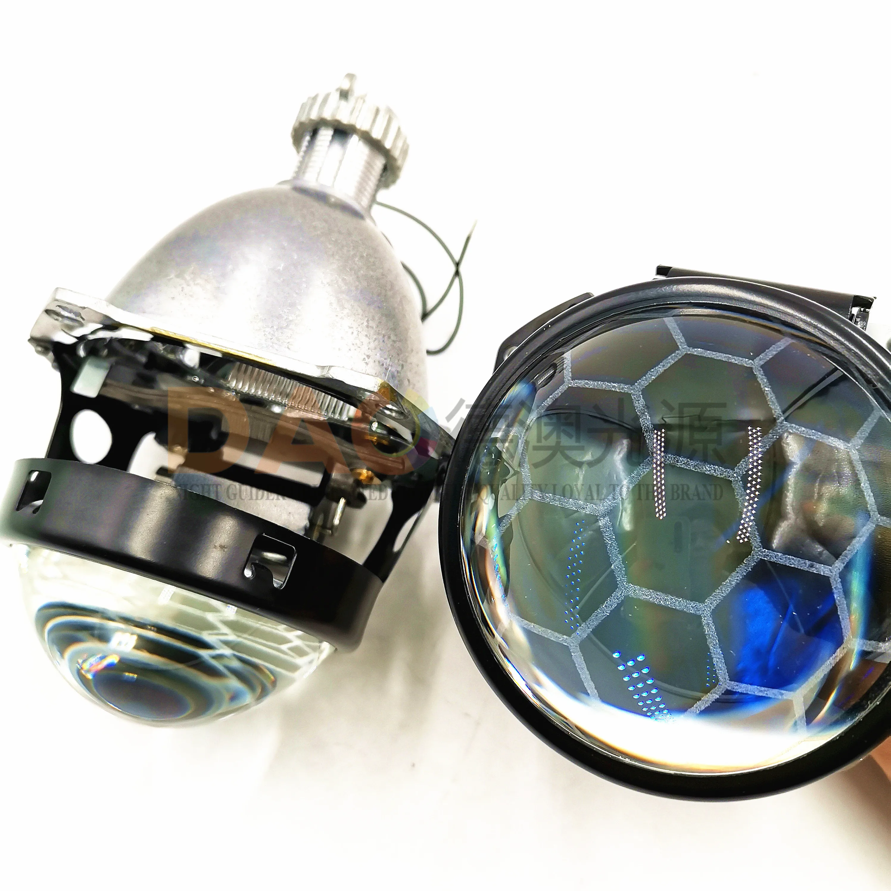 DAO super bright OEM  car headlight projector lens blue coating bi xenon football lens for auto light replacement