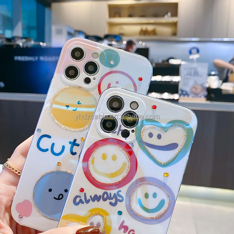 new products wholesale factory direct sale hot selling cute cartoon blu-ray smiley face tpu phone case