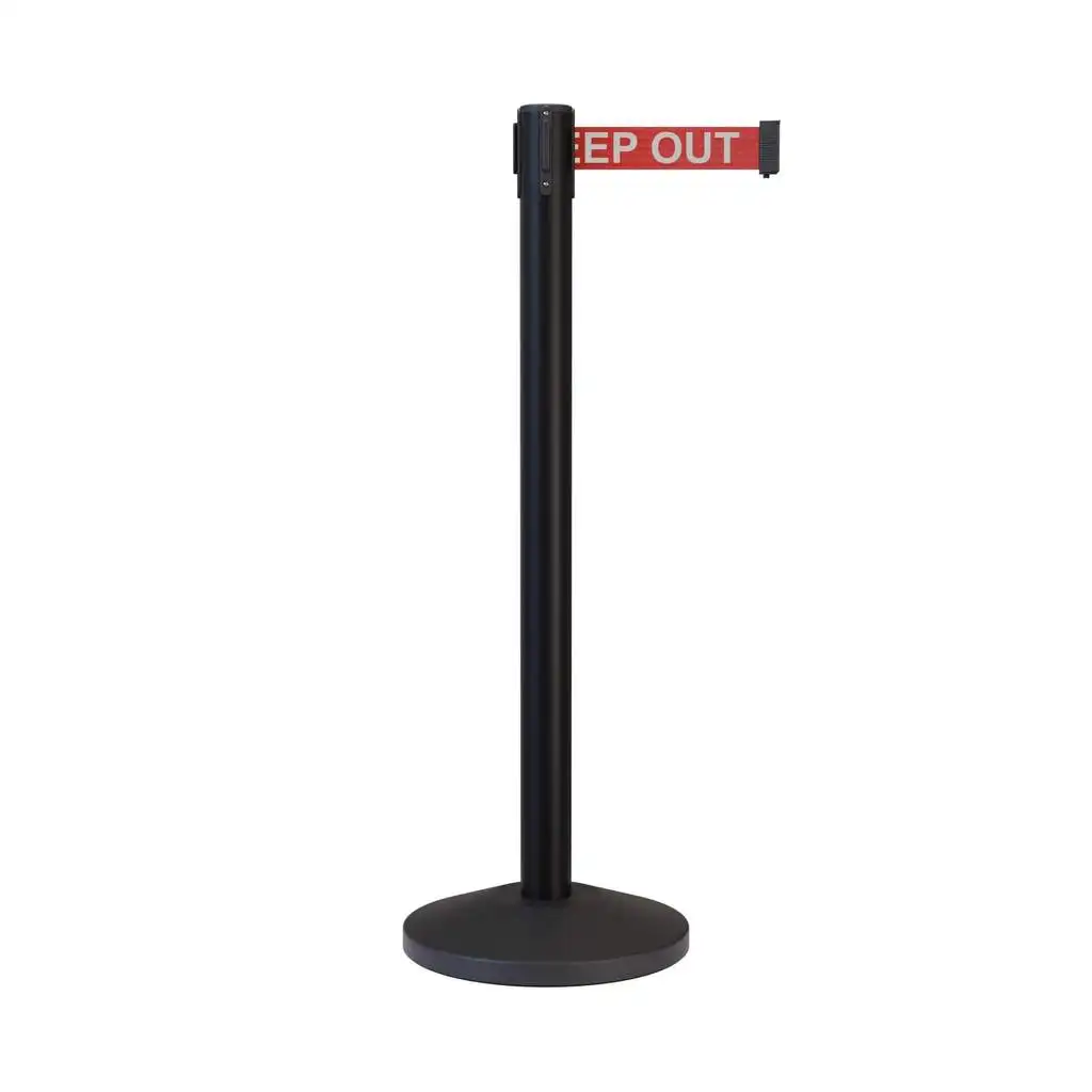 OEM Custom Logo Bank Line Divider Crowd Control Barrier Post Black Queue Stand Stanchions with Retractable Belts
