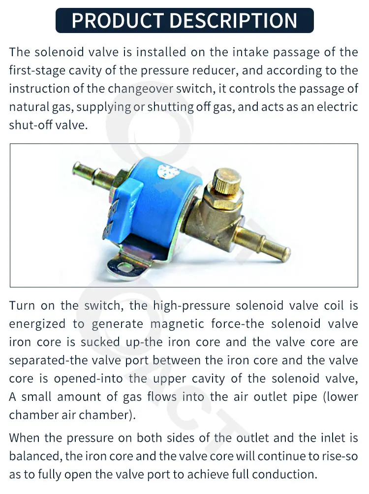 Auto Gas parts CNG car Solenoid Valve for auto gnv petrol For CNG Carburetor System run for dual fuels