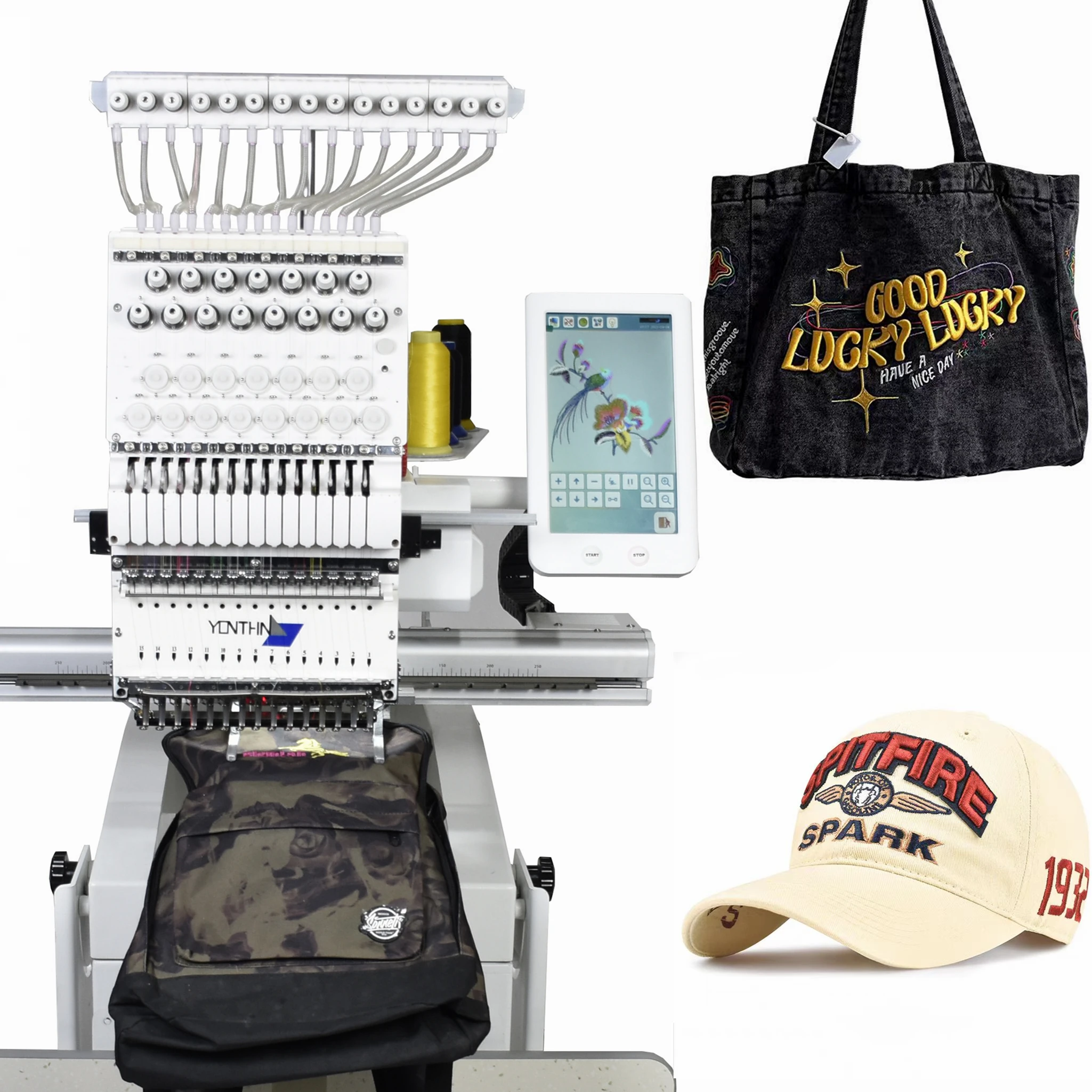 Yonthin digital pfaff haina programmable commercial computerized single head embroidery machine for baseball caps clothes flat