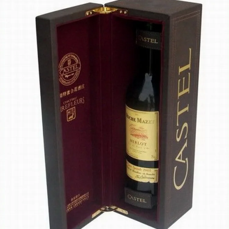 
natural wood handmade printing logo wine charm packing box 