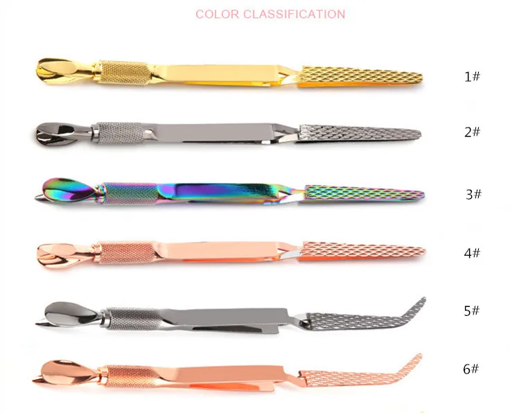 Double Heads Nail Tools Manicure Cuticle Pusher Stainless Steel Poly Gel Nail Tips Tweezers Clip Phototherapy Extended Clip