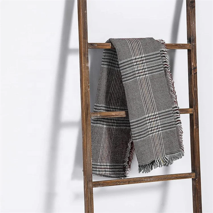 ARTMADE Wood Blanket Ladder Wall-Leaning Non-Folding Blanket Ladder Rustic Farmhouse Wooden Ladder Decor Shelf