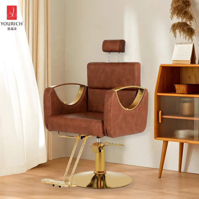 Wholesale custom modern fashion hair salon furniture gold brown salon chair reclinable chair for shaving eyelash