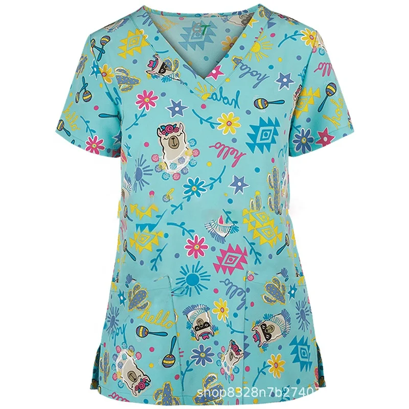 Factory Wholesale Custom Hospital Nurse Uniform Medical Scrubs Nursing Shirts Tops