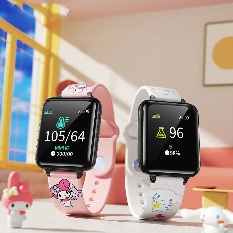 Cute body temperature watch call play music curved screen heart rate message sport girls smart watch