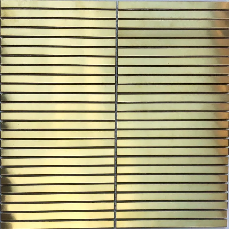 Interior Wall Panel PVD Color Hairline Mirror Mosaic Tile Rose Gold Stainless Steel Sale Cross Decor Sea Training Item Style