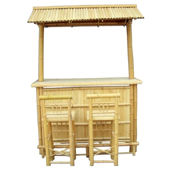 Waterproof bar counter bamboo Beverage bar tiki bar bamboo with stool for sale