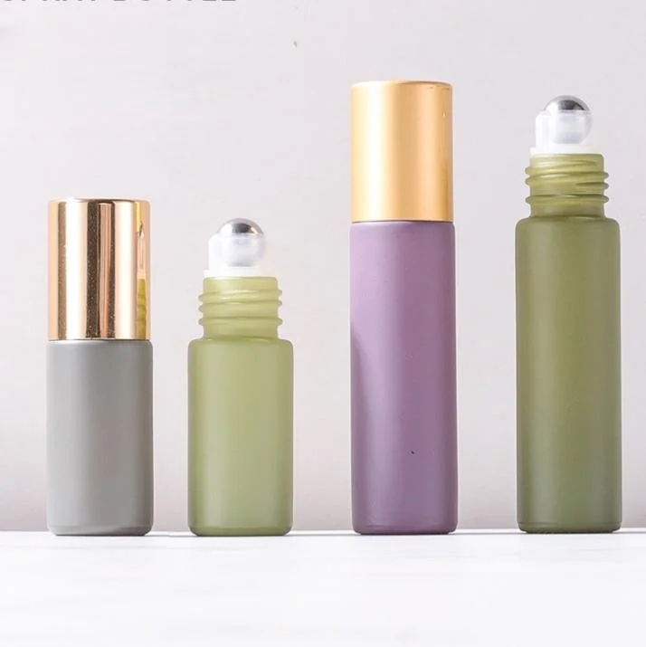 oil containers lipgloss bottles lip gloss tubes small size morandi color 5ml 10ml glass bottle with stainless roller ball