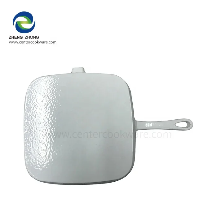 Enamel cast iron skillet fry pan grill pan with easy-clean surface