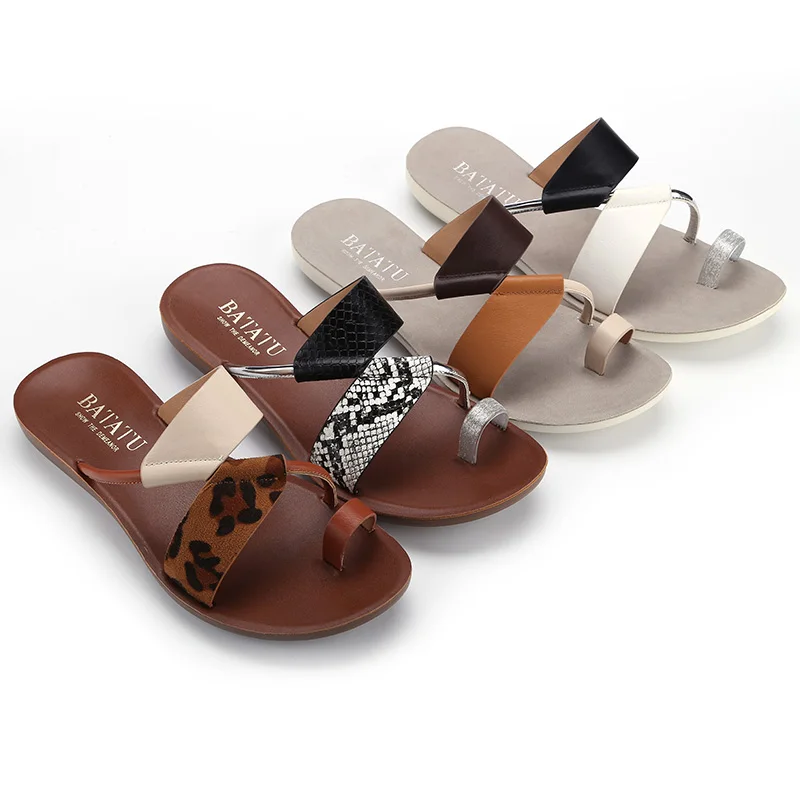 New Arrival PU Casual Flat Shoes Summer Flip Flops For Women Slides Slippers Ladies