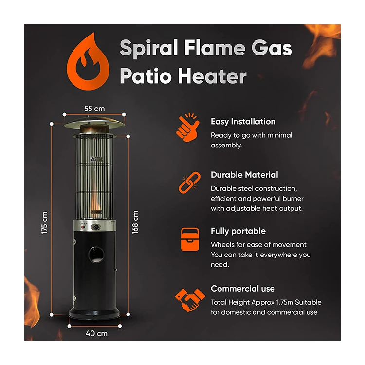 Round Spiral Flame Patio Heater with Heating Grid
