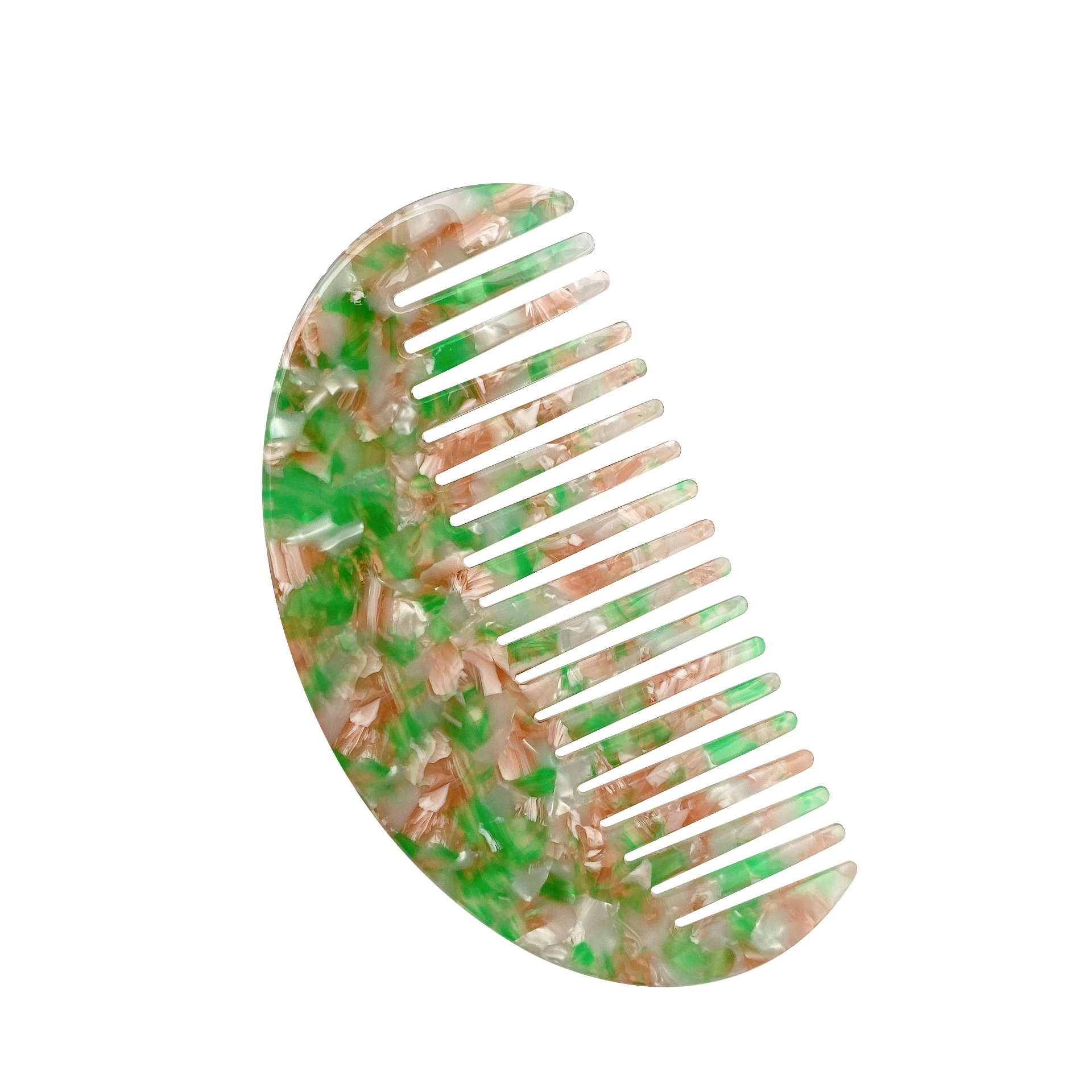 New Arrival Customized Logo 4mm Korean Style Eco Cellulose Acetate Hair Comb for Women with Wide Tooth Hair