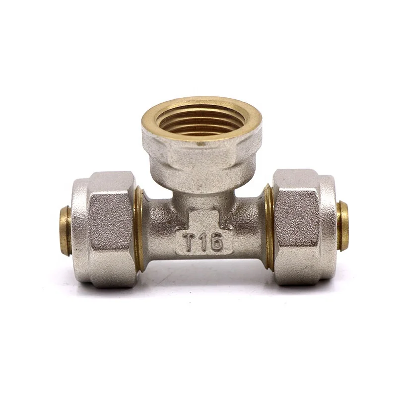 T607 brass compression fitting female tee pipe fitting tube fitting