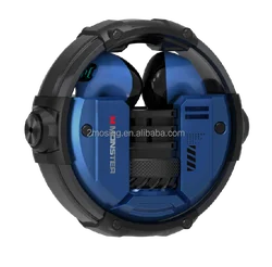 Monster XKT10 Mecha-style Earphones Rotatable Round Zinc Alloy Case Blue tooth 5.2 Latency for Gaming Handfree Calling Headphone