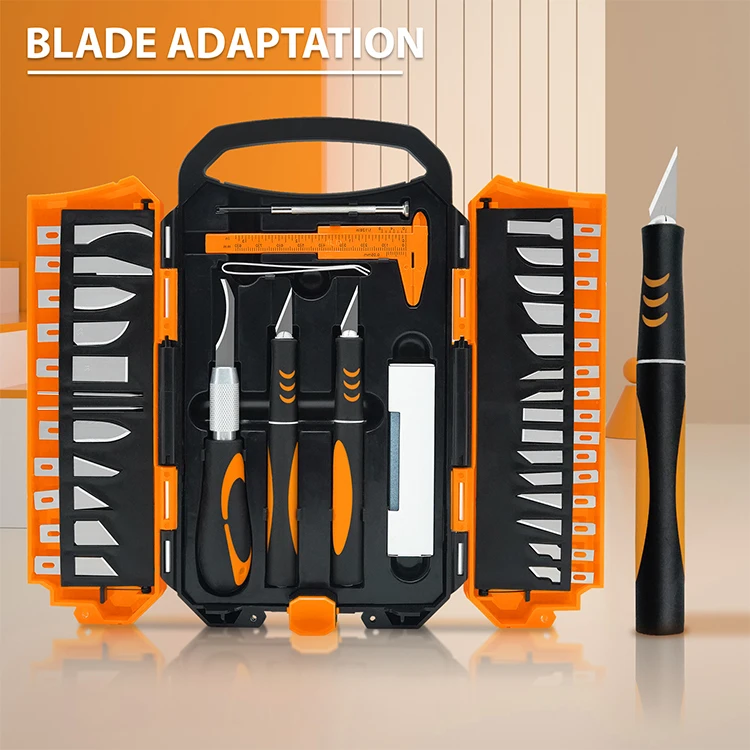 Sharp Blade Premium 37pcs carbon steel blade DIY Engraving Art Craft wood Chisel carving tools knife kit sets