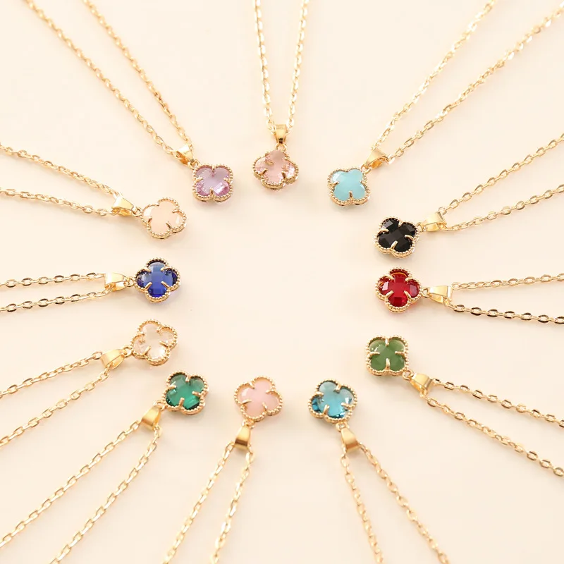 Clover Necklace Dainty Gold Necklace Four Leaf Clover Necklace Good Luck Gift Jewelry Gift for Best Friend