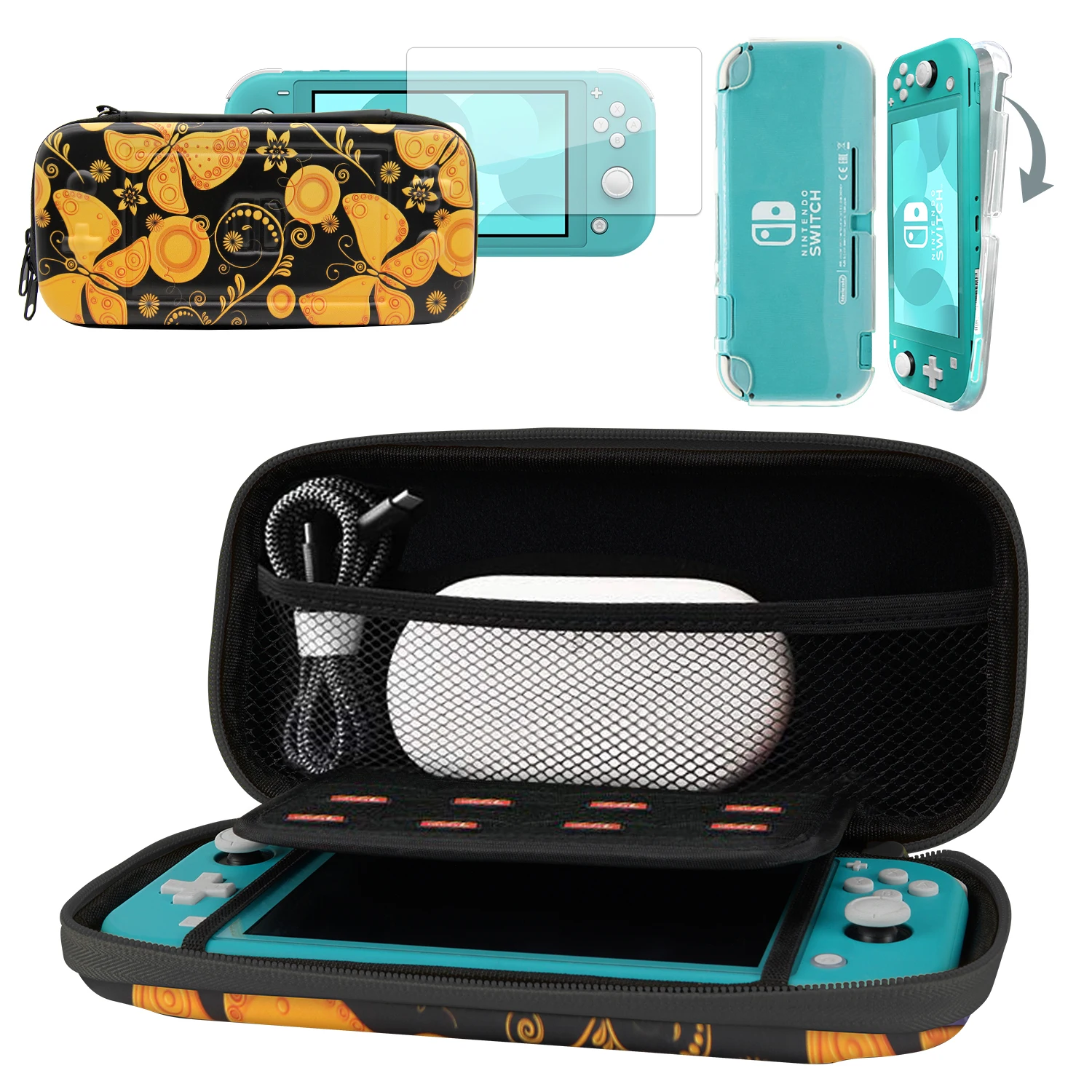Чехол подходит для Nintendo Switch Lite Premium PU кожаный защитный чехол для нового Nintendo Switch Lite с портативной застежкой-молнией