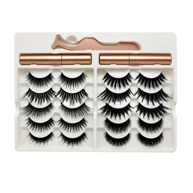 China Wholesale  Lashes Supplies 10 Magnets  10 pairs  Magnetic Lashes with Liner