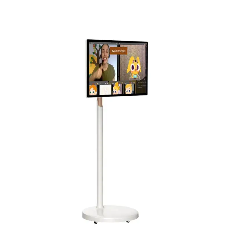Factory 32 inch Android Wireless Portable Interactive Touch Screen Movable Display  with Battery and  Fully Adjustable Stand