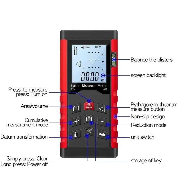 Apekstool Factory Supply 100M 328Ft Laser Distance Meter Ranger finder
