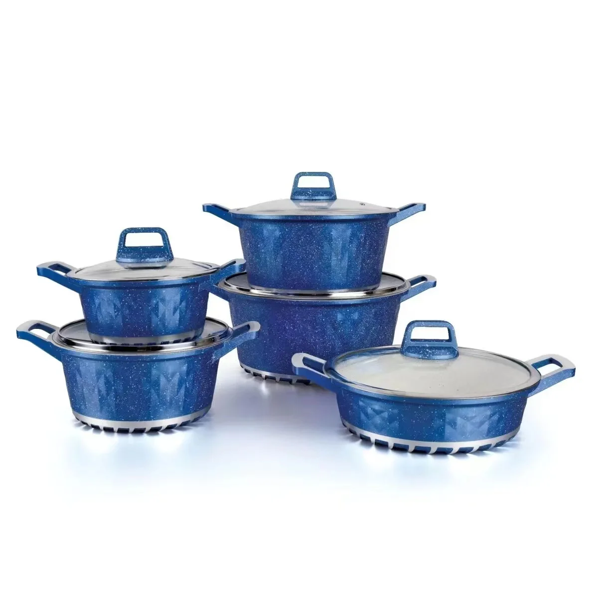 New Design 10 pcs Aluminum Non-stick Kitchen Cooking Pots With CD Bottom