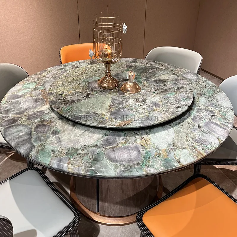 Итальянский роскошный обеденный стол современная кухня хорошая цена столешница из искусственного мрамора круглый 135-180 см