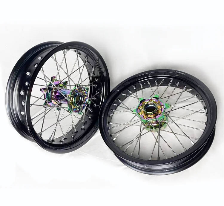 17 Inch Super Motard wheels with Titanium rainbow Wheel hubs for KTM EXC SXF 250