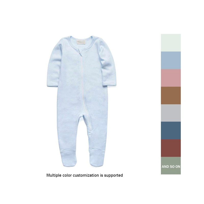 Glory Baby Rompers zipper romper organic cotton wholesale  baby clothing set infant rompers pajamas with mitten