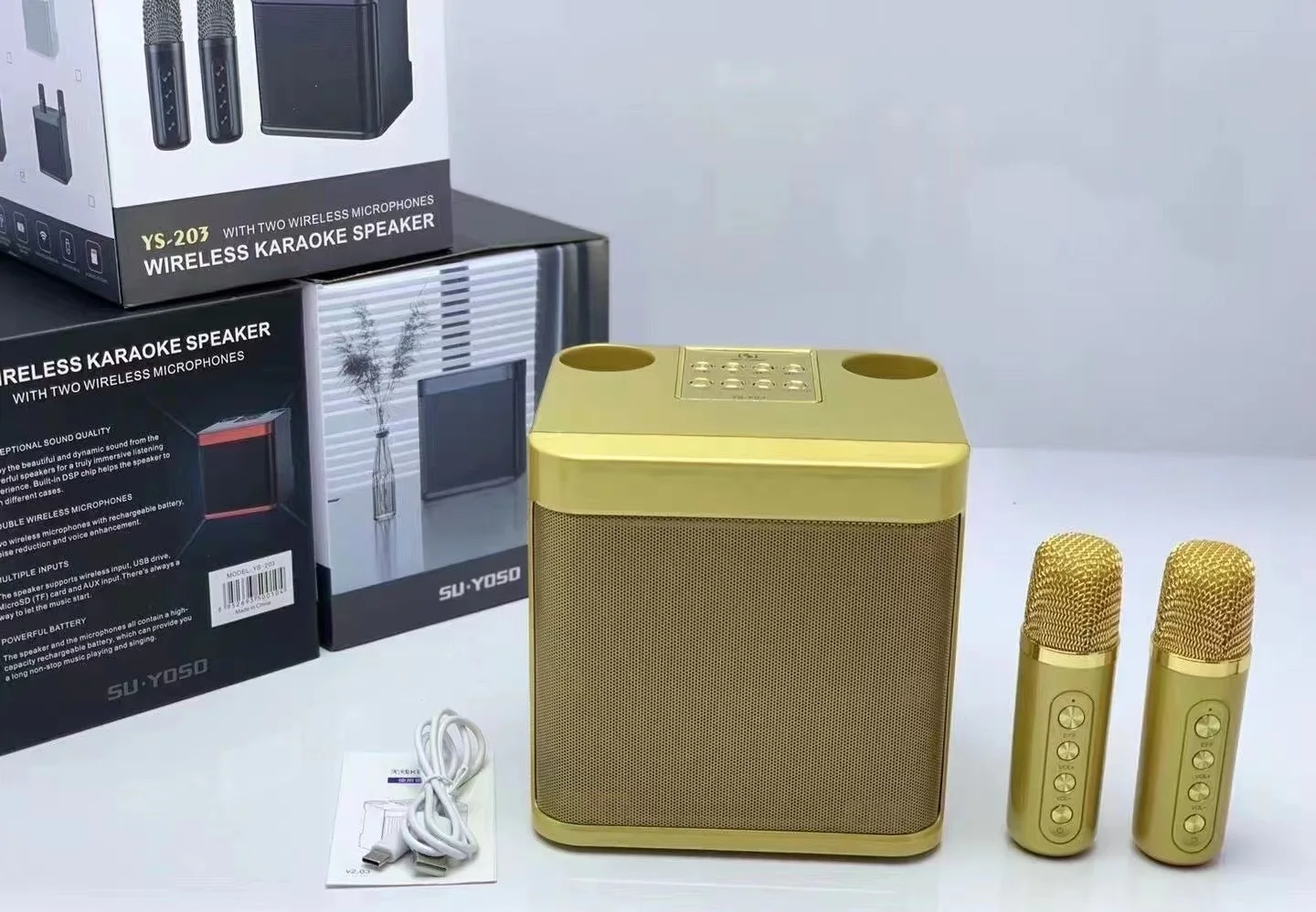 Wireless Bluetooths Karaoke Players Karaoke Party Speaker with Dual Wireless Microphone