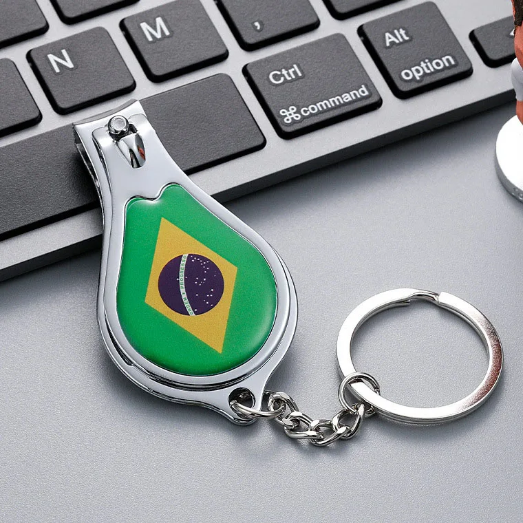Multi-Function Customise Countries Flag Pattern Key Chain Beer Bottle Opener Keyholder Keyring Nail Clippers  for Home Bar