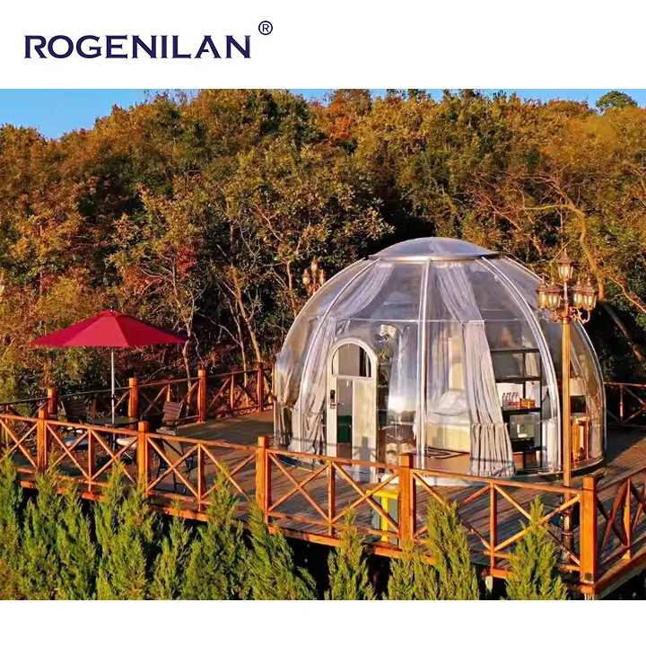 Rogenilan Full Hous Наружный Стеклянный поликарбонатный Купольный дом глэмпинг для зимы Китай дизайн пузырчатая купольная комната